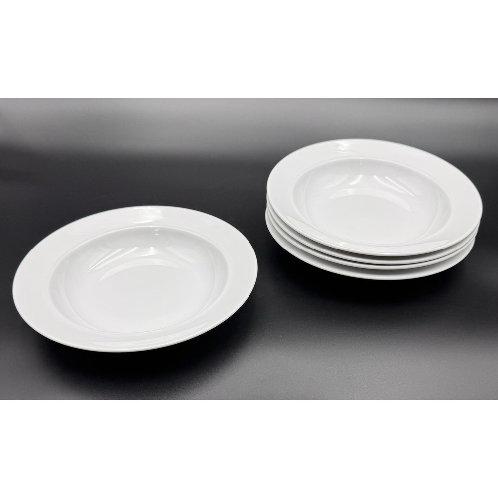 Dansk Cafe Blanc White Wide Rimmed Soup Pasta Bowls 8.5" Set of 5 Thailand